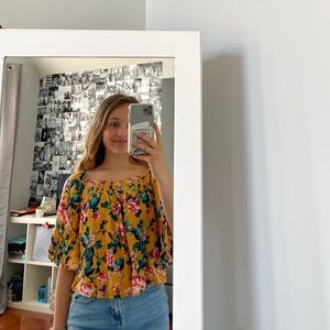 off the shoulder floral blouse